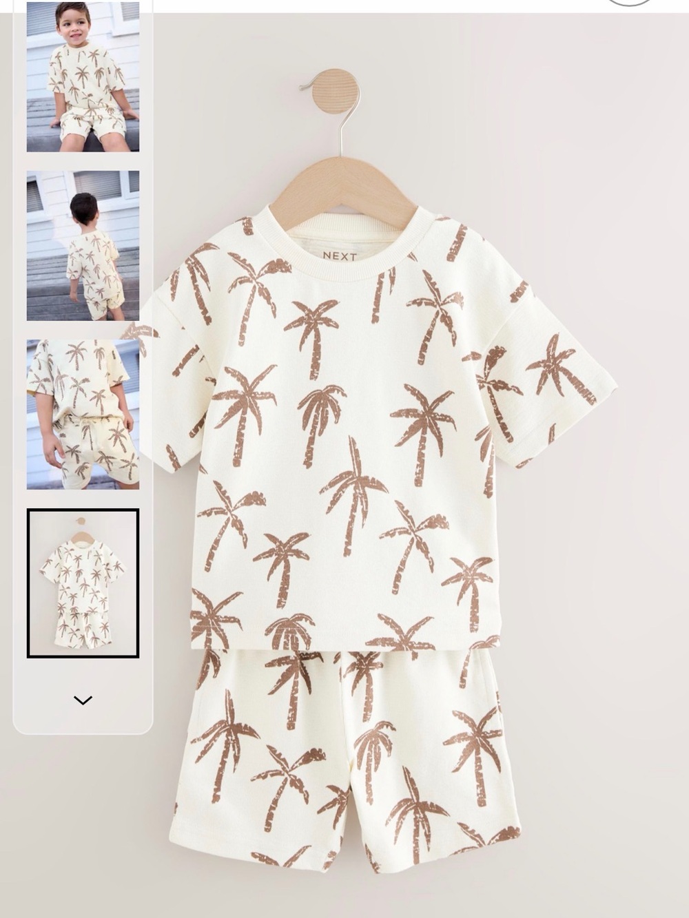 NWT next boys 3/4 years Palm Tree Print Two-Piece Set - T shirt shorts